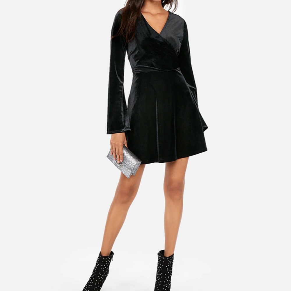 Express Velvet Fit and Flare Mini Dress
